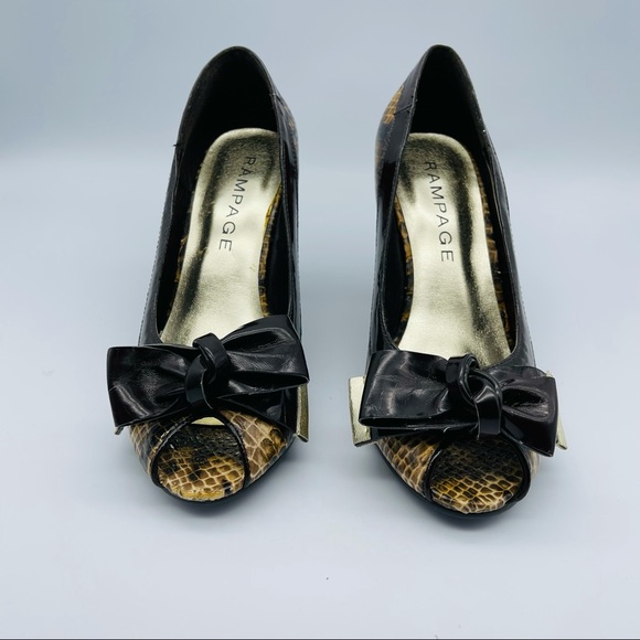 NEW Rampage Reptile Animal Print Bow Stiletto Heels - Picture 7 of 9